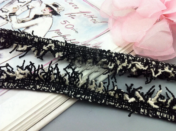 

5 yard 1.5cm 0.59" wide black ivory pink green tassel fringe tapes lace trim ribbon ML107P765