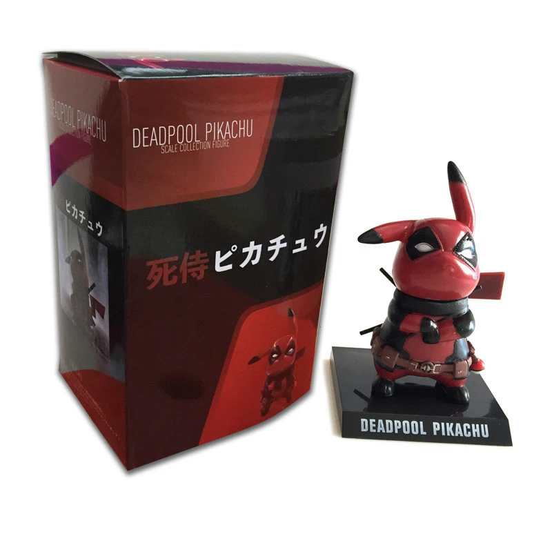 Аниме pikachu фигурка cos Deadpool фигурка ПВХ фигурка Покемон фигурки мультфильм фильм игрушки кукла с коробкой 10 см
