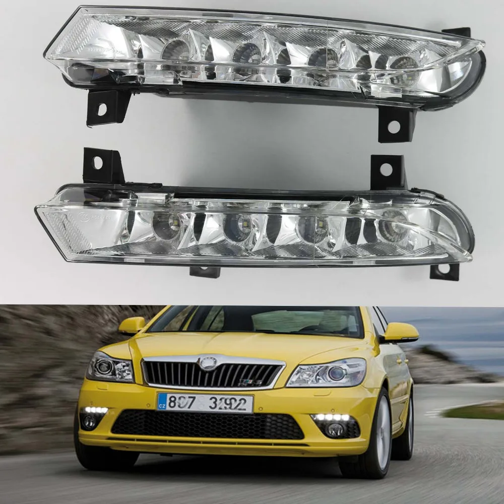 Автомобильный светодиодный светильник для Skoda Octavia A5 A6 RS 2009 2010 2011 2012 2013 автомобильный Стайлинг светодиодный DRL Дневной ходовой светильник