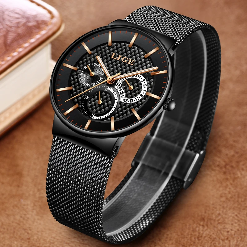 Regolio masculino LIGE мужские роскошные брендовые военные спортивные часы кварцевые