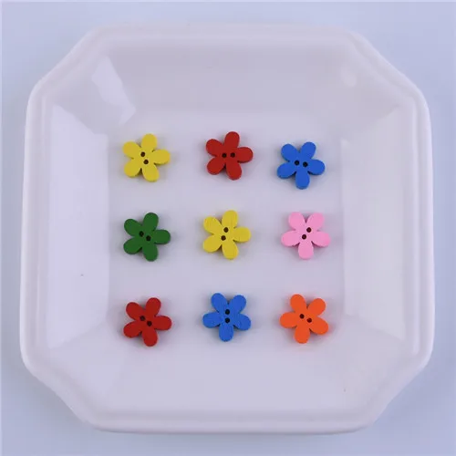 colorful flower 50 шт. деревянные пуговицы с животными для скрапбукинга, поделки своими руками, Детские ручные Обучающие аксессуары для шитья одежды, украшения - Цвет: colorful flower