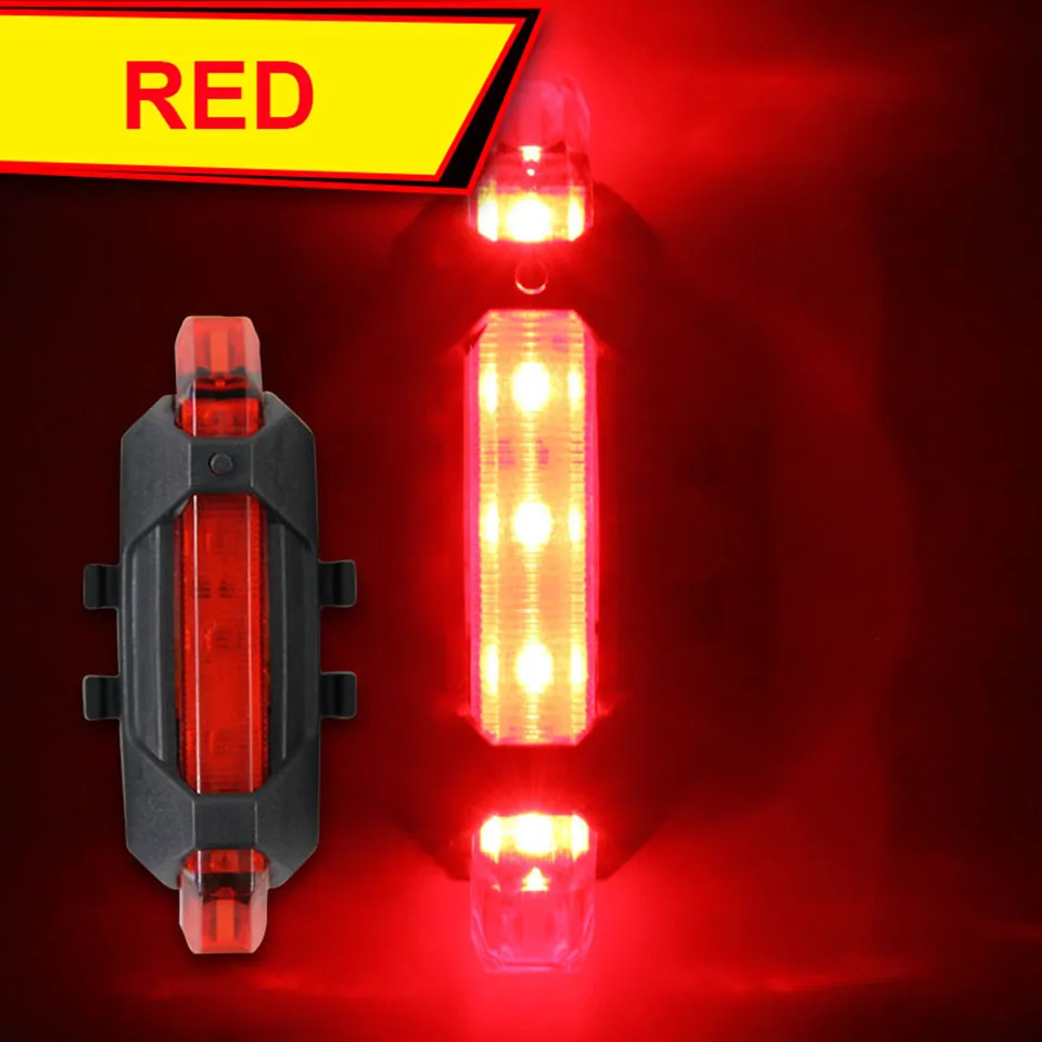 Red Велосипед свет, светодиодные задние фонари безопасность заднего хвоста Предупреждение Велоспорт Портативный светильник, USB Стиль Перезаряжаемые или Батарея Стиль - Цвет: Red