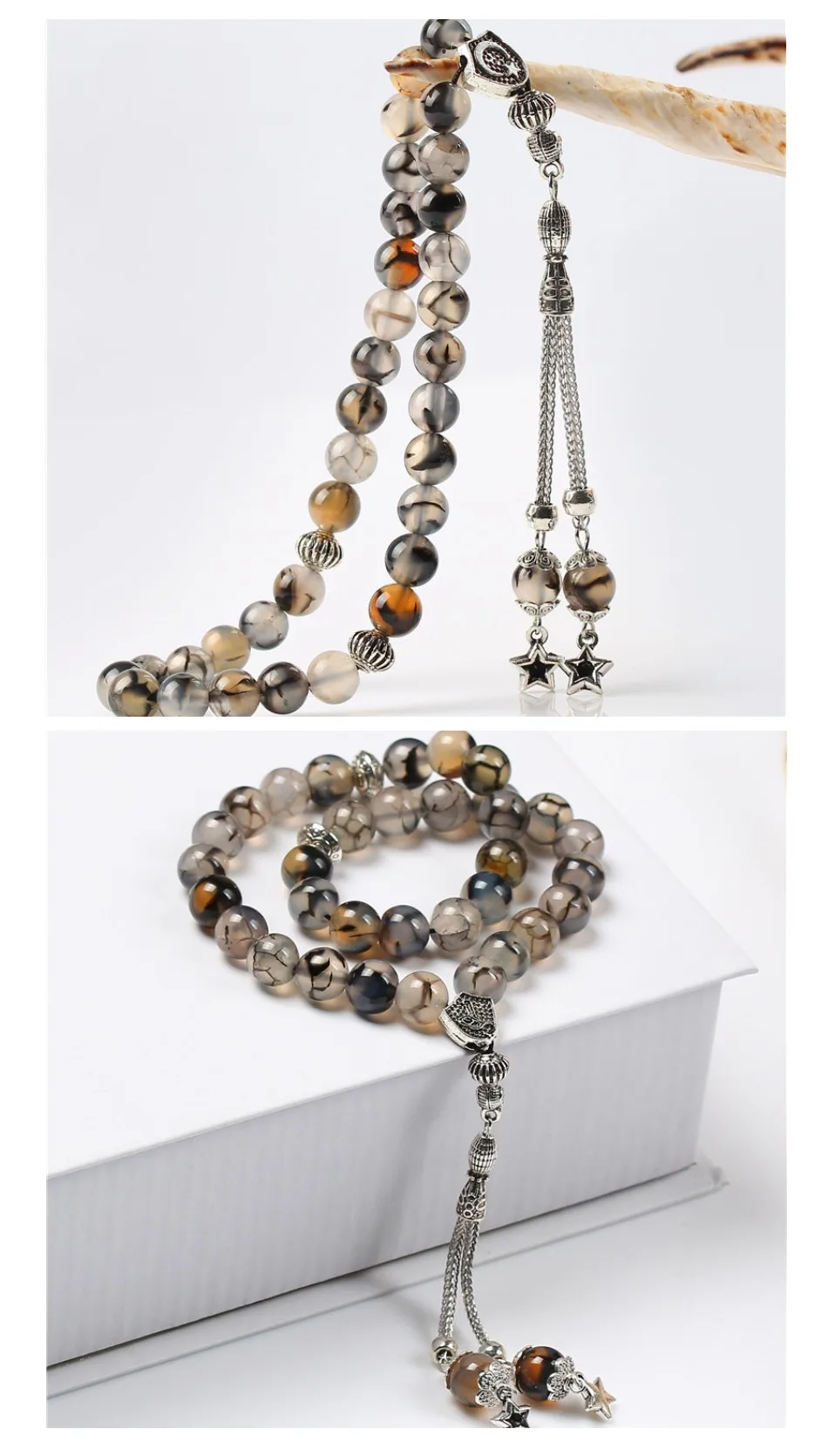 LOSHEREN натуральный агатовый камень мусульманский кулон аксессуары Tasbih молитвенные бусы браслет ювелирные изделия ислам подарки для Рамадана