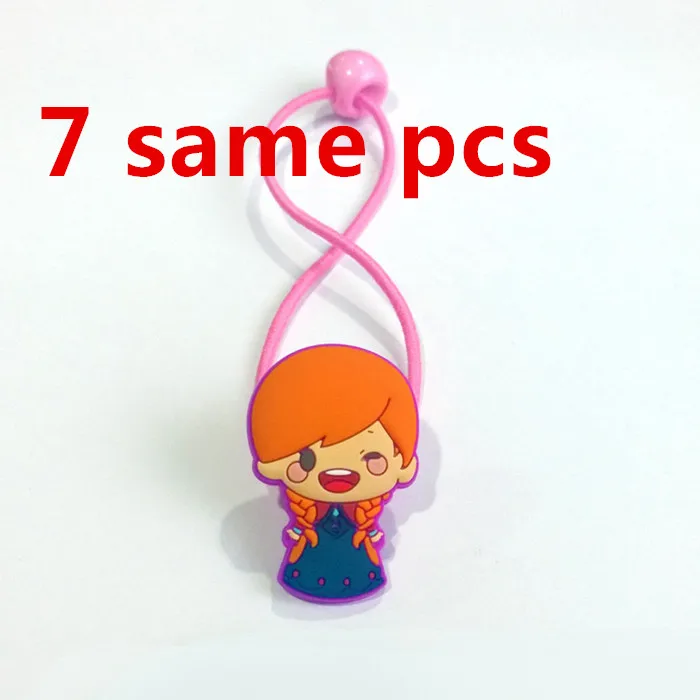 7pcs 7 шт., милые аксессуары для волос для девочек, Принцесса Белоснежка, София, Анна, Эльза, эластичные резинки для волос, Детские резинки для волос - Цвет: 7pcs