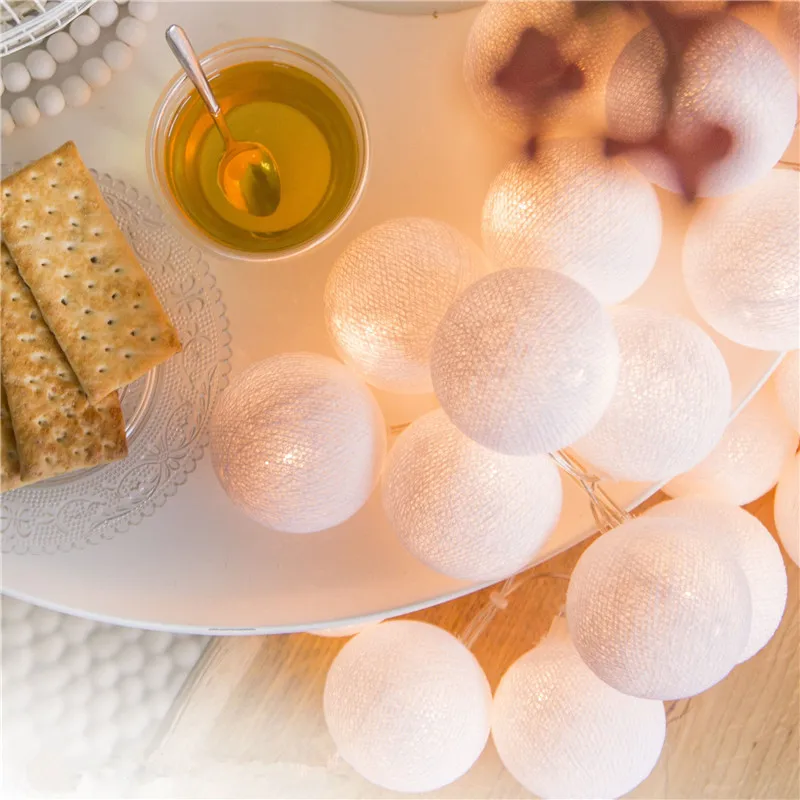 Гирлянда с хлопковыми шариками в тайском стиле 20 шт./компл. для вечерние НКИ патио