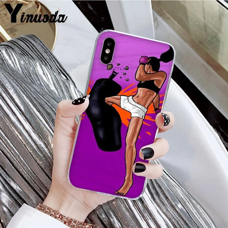Yinuoda мультфильм Боксерские перчатки для девочек новое поступление Прозрачный чехол для iPhone X XS MAX 6 6S 7 7plus 8 8Plus 5 5S XR