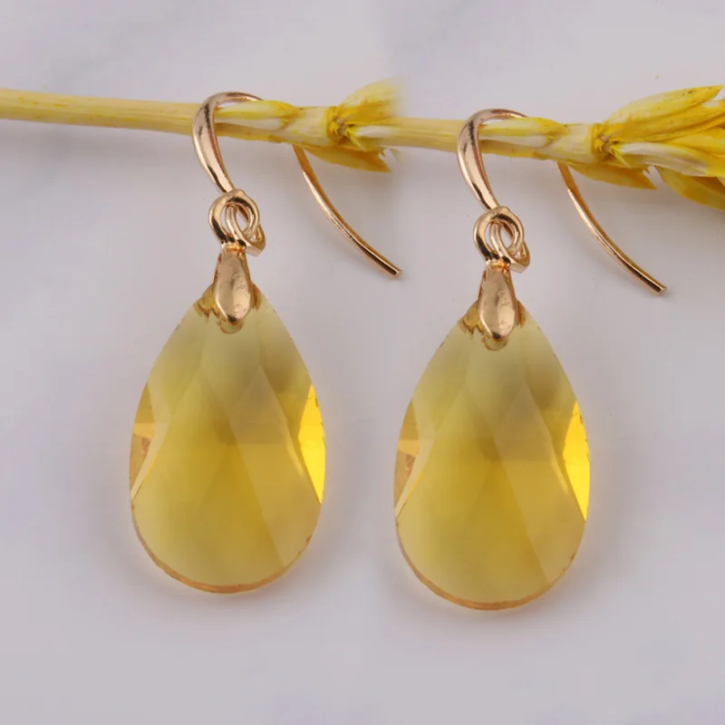 yellow NeeFu WoFu,, серьги с кристаллами, винтажные стеклянные серьги, висячие, брендовые, большие, длинные, Brinco, рождественские, Oorbellen - Окраска металла: yellow