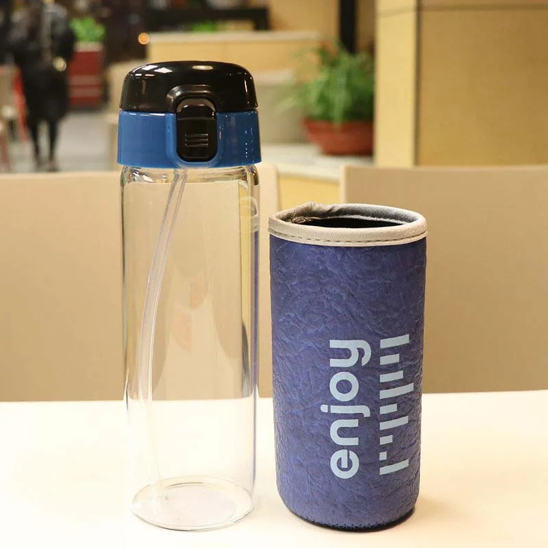 Простая модная бутылка для воды женщин и мужчин 500 мл стеклянная пищевых