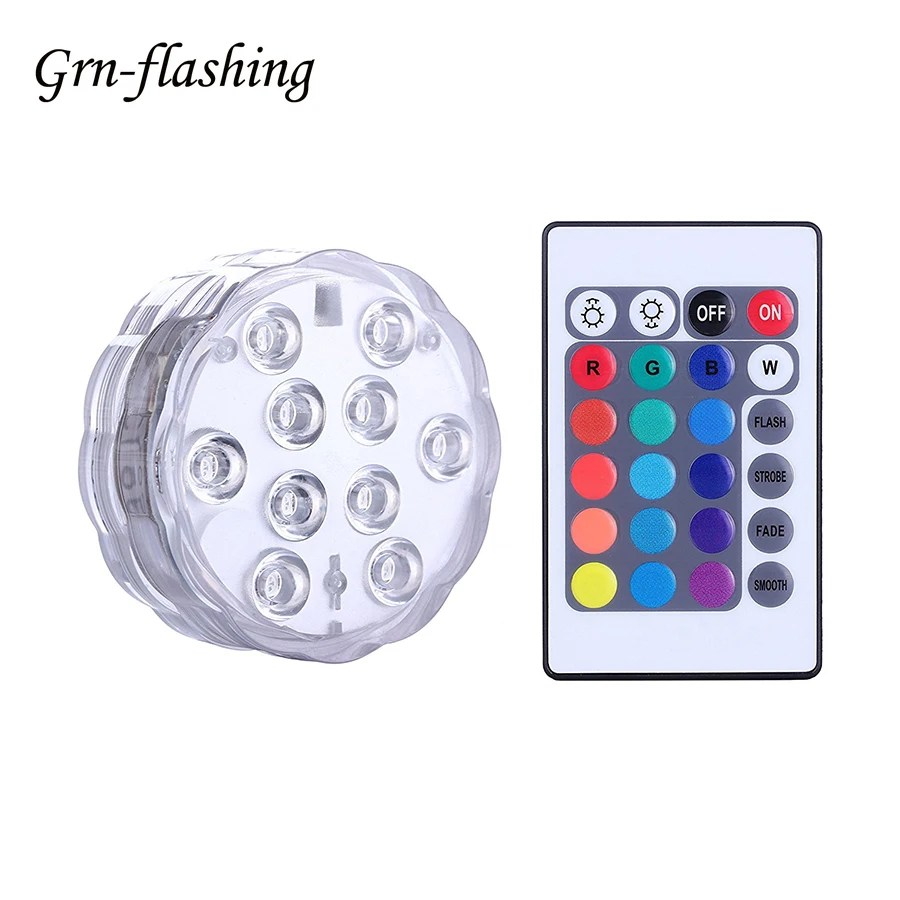 

Цветной подводный светильник 10 RGB светодиодный погружной светильник IP68 водонепроницаемый пульт дистанционного управления для пруда бассейна ванной комнаты Декор лампа