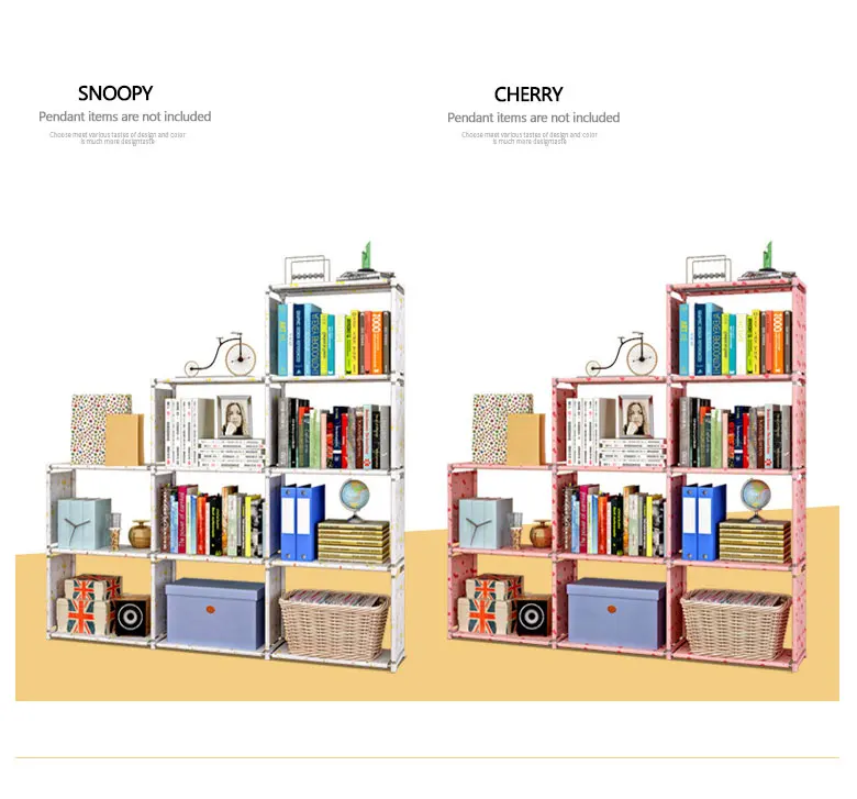 Multi-layer Simple Bookshelf Non-woven fabric organizer storage cabinet Assembly wall shelf bookcase home living room Furniture