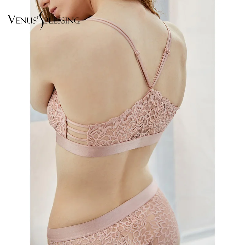 Sexy Lace cup Bra Set Bralette Women Ultrathin Cotton Triangulation Y-line Straps None Closure Sexy Bras Backless lingerie BH