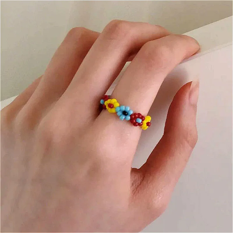 DIY ручной работы милое модное красочное плетение бисер эластичный с цветочным