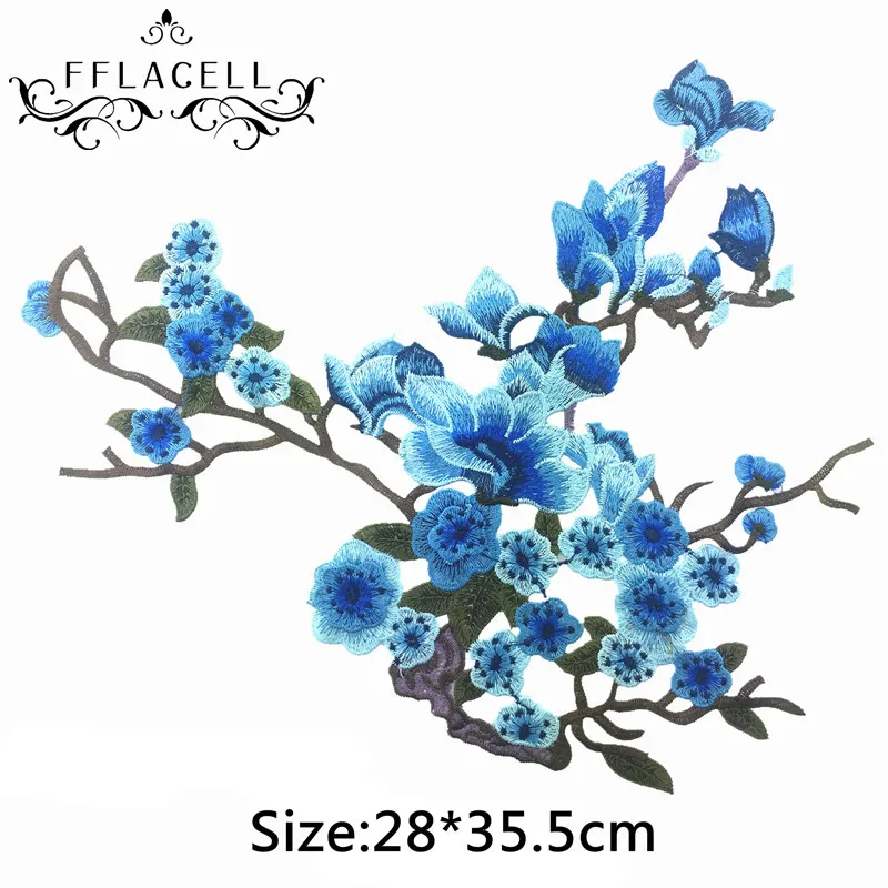 FFLACELL цветок сливы патч аппликация Одежда Вышивка Ткань стикер | Дом и сад
