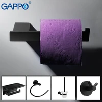 gappo bath hardware sets black stainless steel paper holder robe hook soap shelf toilet brush set bathroom accessories