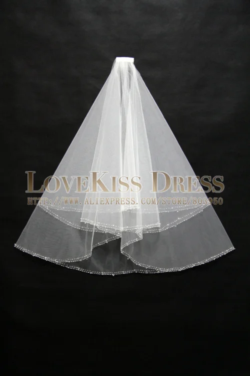 Тюль Фаты С Кристально Один Слой Короткие Свадебные Волос Расческой Бисером