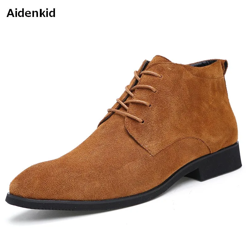 Aidenkid/Новинка 2018 года Мужские ботинки в британском стиле повседневные кожаные с
