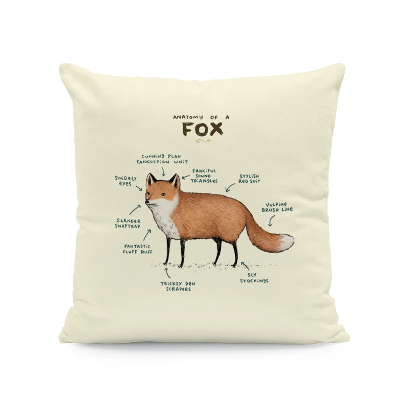 4 Forest Animal Body Analysis Cushion Cover Bird Squirrel Dachshund Dog Fox Hedgehog Hug Pillow 45Cm Peach Skin Decorative Pillow - Цвет: 4