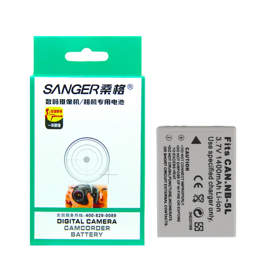 Аккумуляторная батарея SANGER для Фотоаппарата Canon NB5L Powershot S100 SX200 SX230 HS SX210 IS SD790 SD800