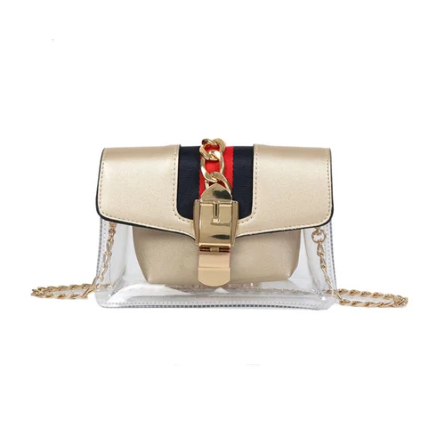 Прозрачный кошелек Роскошные сумки для женщин дизайнер tote bagsac основной femme через плечо - Цвет: Золотой