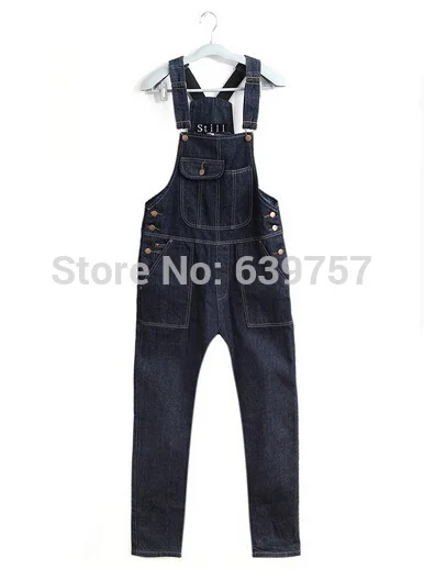 Denim Overalls For Men 2015 New Fashion Bib Jeans Free Shipping | Мужская одежда