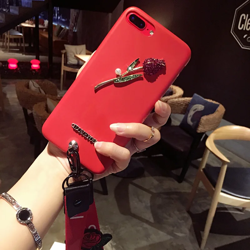 Byuoo Fashion Case with Rose Diy Handmade Silicone Cover for Huawei Honor 9 6x P9 Lite P10 nova 2 plus |