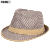 siloqin adult mens fedoras straw hat 2019 new summer mesh breathable fashion jazz hats for men sunscreen sunshade hip hop caps