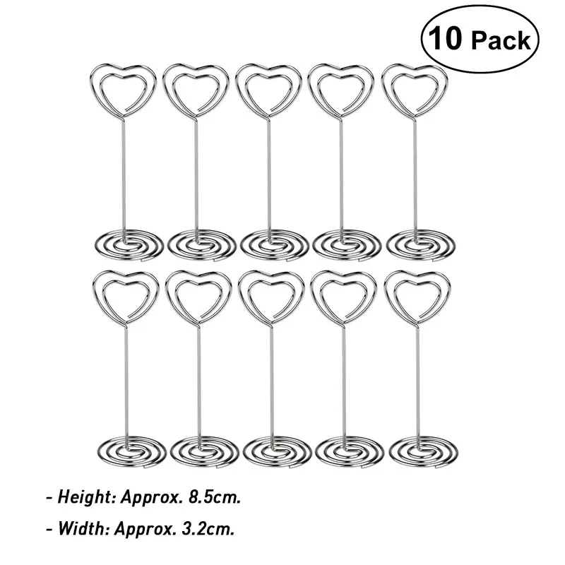 3 12 Pcs Rose Gold Heart Shape Photo Holder Stand Desk Number Holders Card Place Paper Clamps For Wedding Party Decorations - Цвет: 3