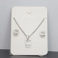 1set new arrival stainless steel jewelry set little kitty cat earrings statement necklace sets women kids festival gifts