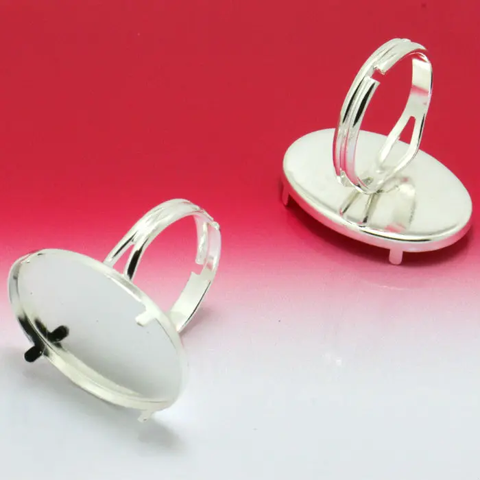 

10pcs New Copper Plating Silver Ring 18*25mm Empty Support Base, Not Fade Jewelry Accessories Wholesale