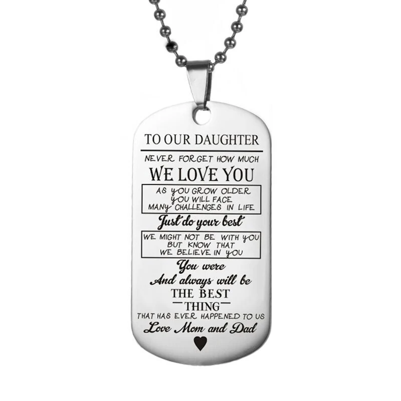 Ожерелья с кулоном из нержавеющей стали надписью Love Dad/Mum для нашего сына