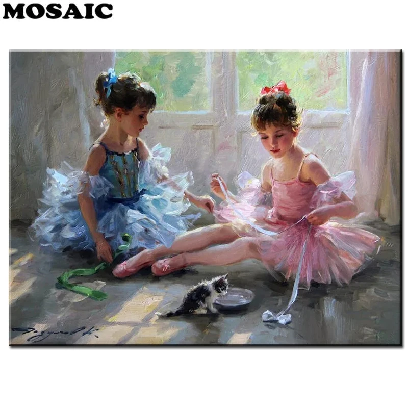 

5D Diy Diamond Painting Full resin square Round Drill Diamond Embroidery sale girl ballet dancer 3d painting by numbers decor