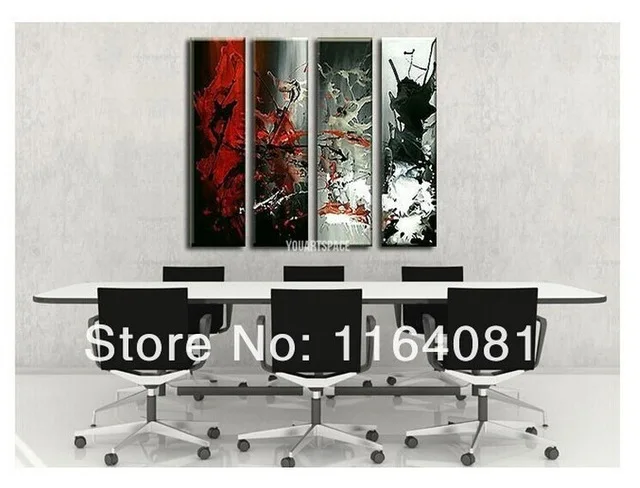 

Free Shipping Painting SuppliesHand Painted Canvas Fine Art Prints Wall The Red Black Abstract Oil painting On Canvas Pictures