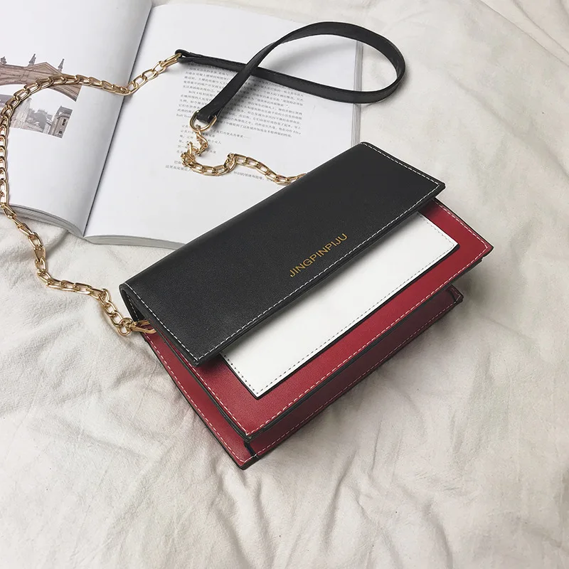 2019 новые модные женские туфли сумка на плечо с цепью ремень лоскут Дизайнер