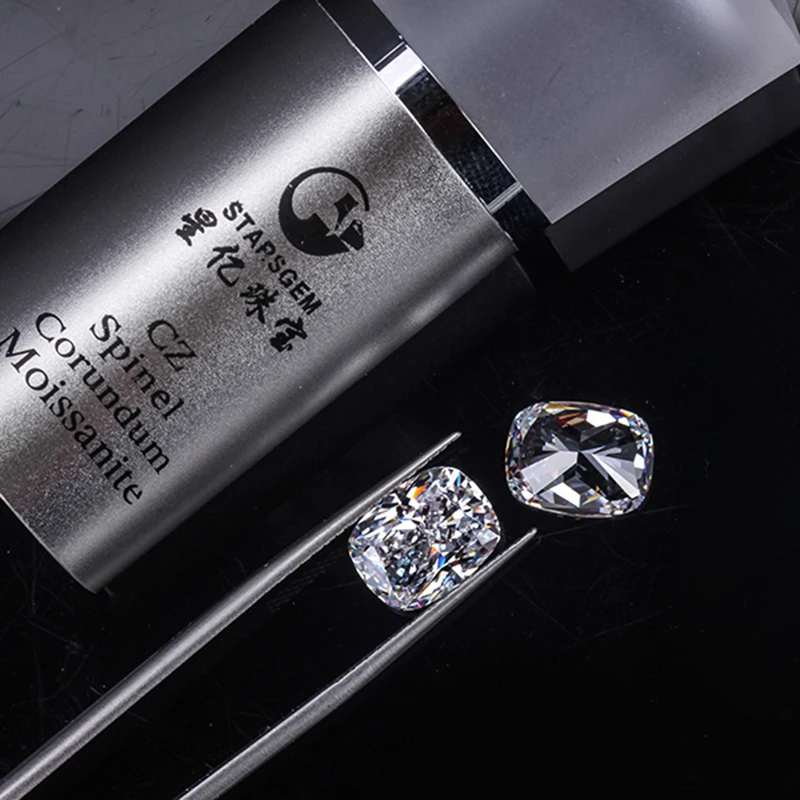 DEF цвет супер белый 12*16 мм измельченный лед форма подушки Moissanite 11 50 карат