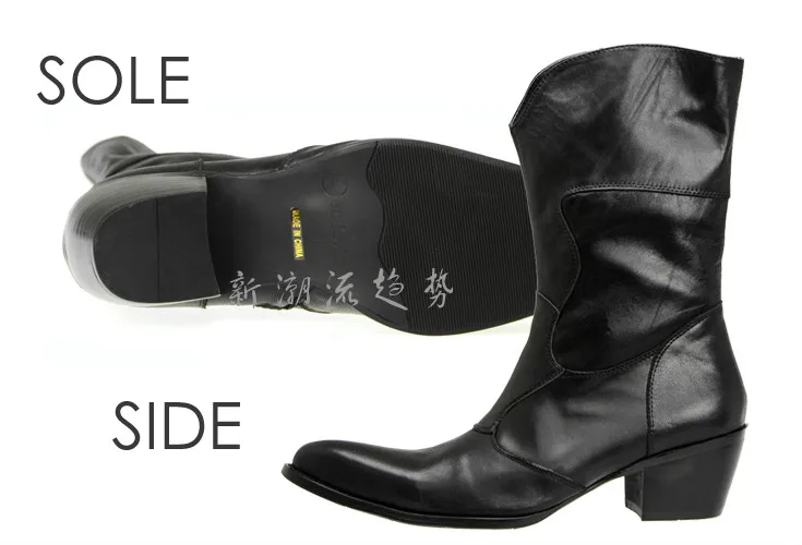 Luxury high quality men's Martin boots fashion genuine leather zipper ankle British style pointed motorcycle shoes |