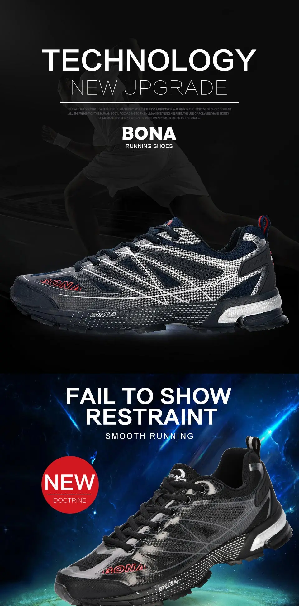 BONA New Fashion Outdoor Men Casual Shoes Trendy Comfortable Mens Sneakers Breathable Lightweight Man Walking Trainers