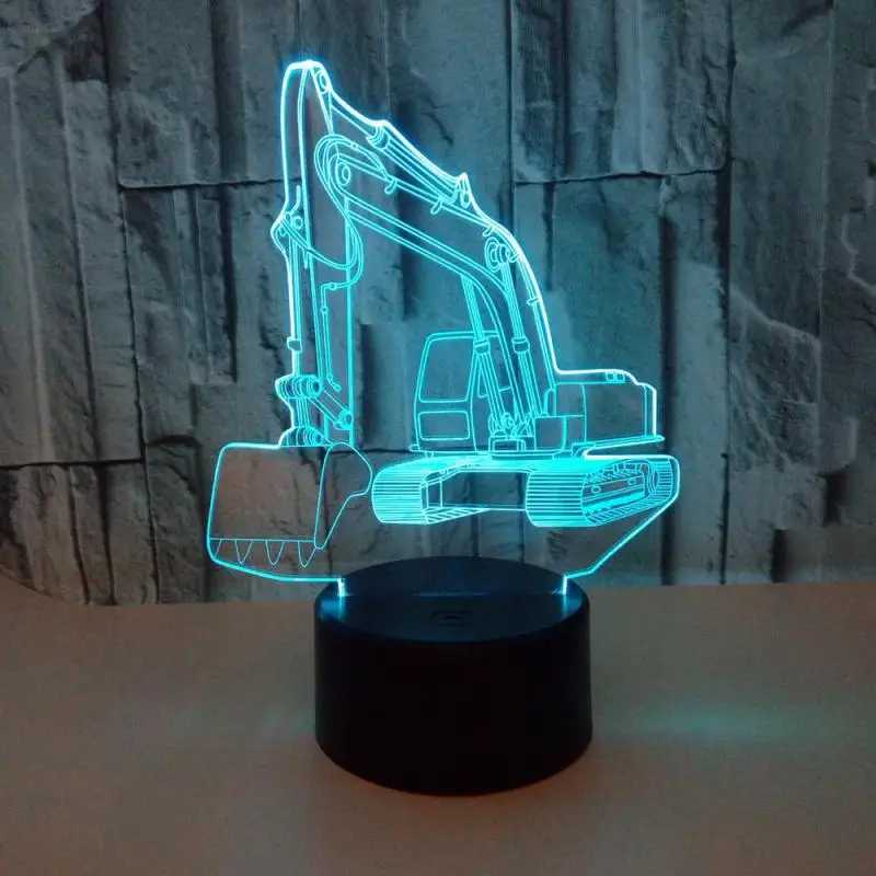 Креативная 3d визуальная Светодиодная лампа для экскаватора декоративная