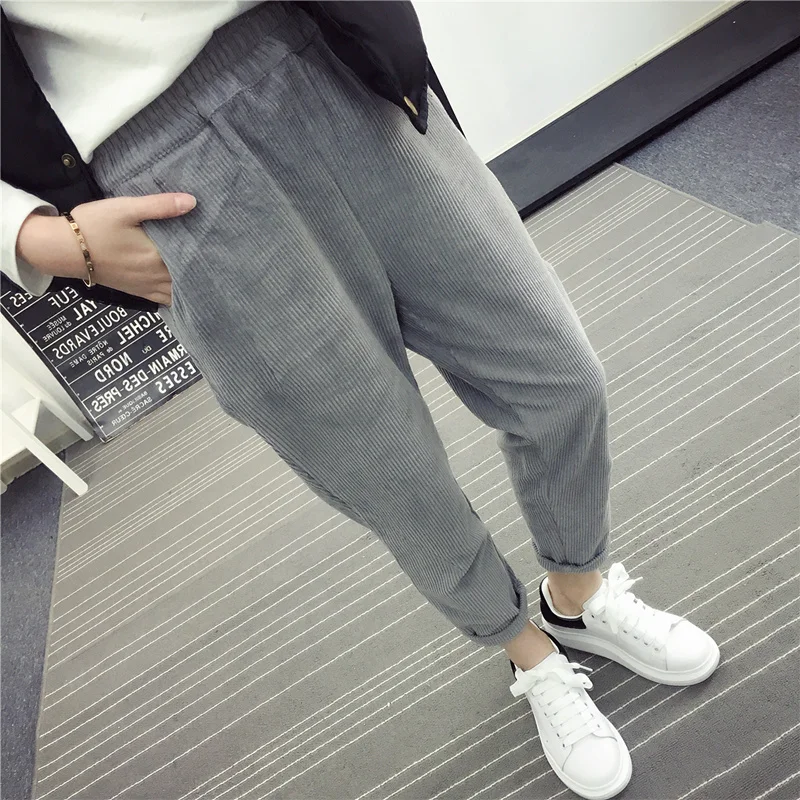 Осенние вельветовые штаны Pantalon Mujer шаровары с эластичной талией большие размеры