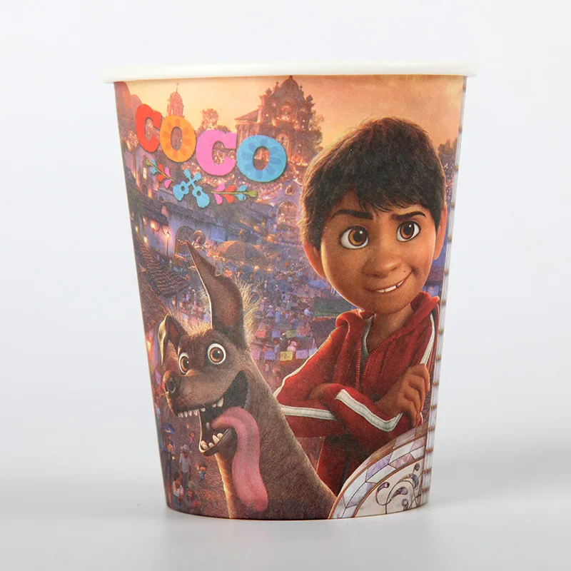Вечерние товары из фильма CoCo Miguel, бумажные бокалы, стаканы для детей, украшения для дня рождения, 6 шт./партия