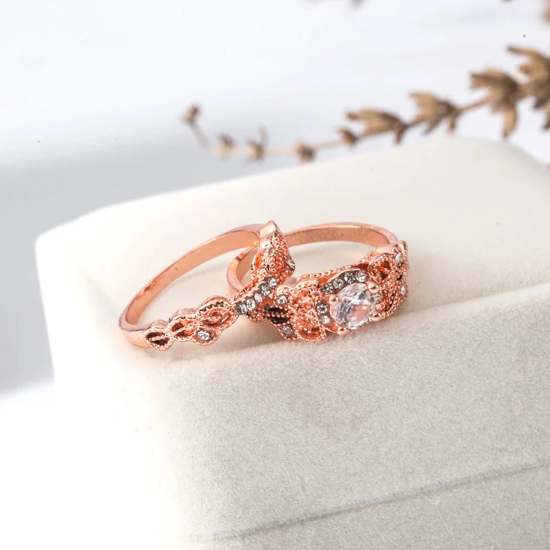 Модный комплект из 2 шт./компл. колец с кристаллами ювелирное изделие модные