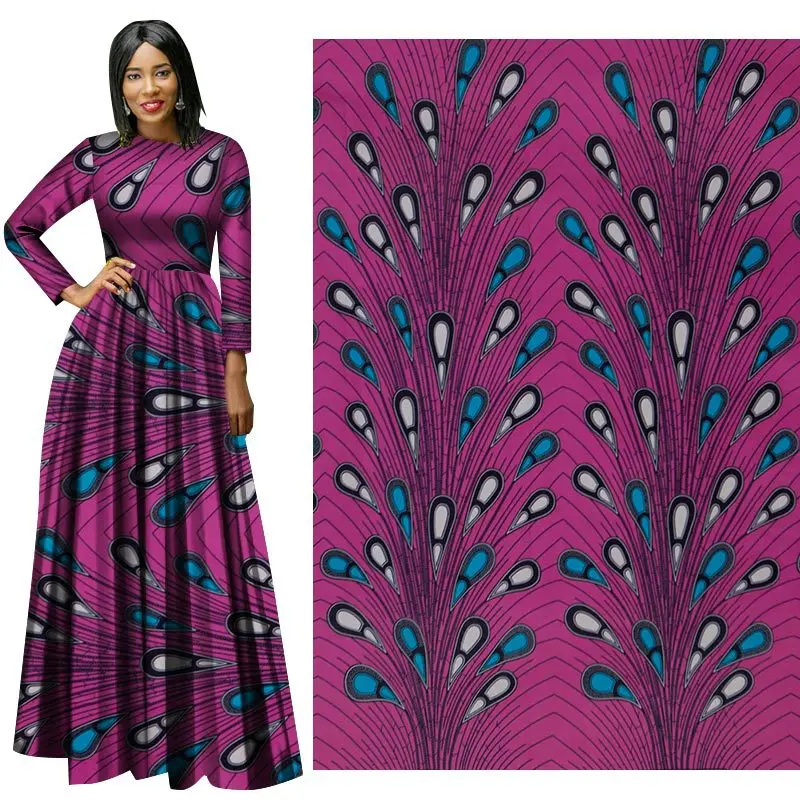 Фиолетовый Павлин перо 2019 новый национальный ветер хлопковая ткань с принтом