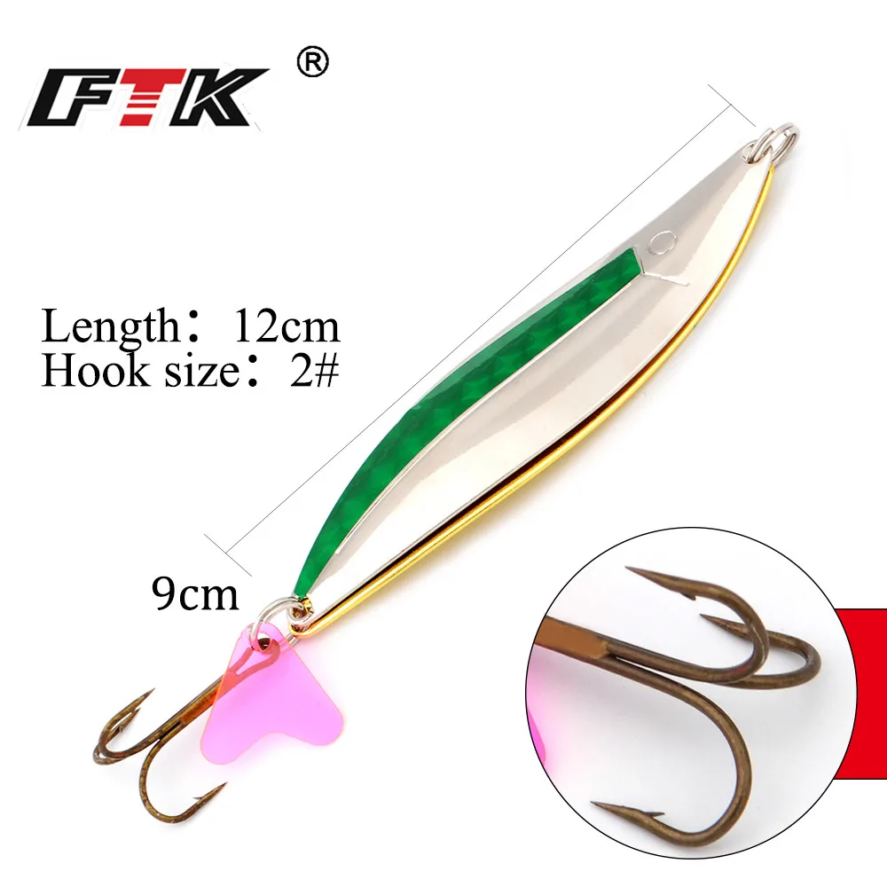 FTK 1PC 12CM Metal Sequins Fishing Lure Spoon Noise Paillette Hard Baits with 2# Treble Hook Pesca Tackle | Спорт и развлечения