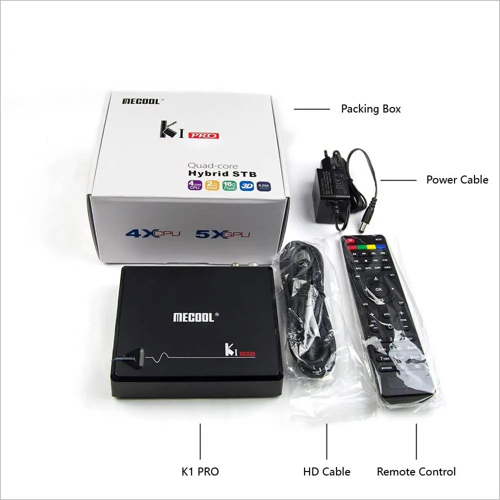 K1 PRO Android TV Box DVB-S2 DVB-T2 Amlogic S905D четырехъядерный процессор 2 Гб DDR4 16 Flash 4G + 5G WiFi 4K Netflix |