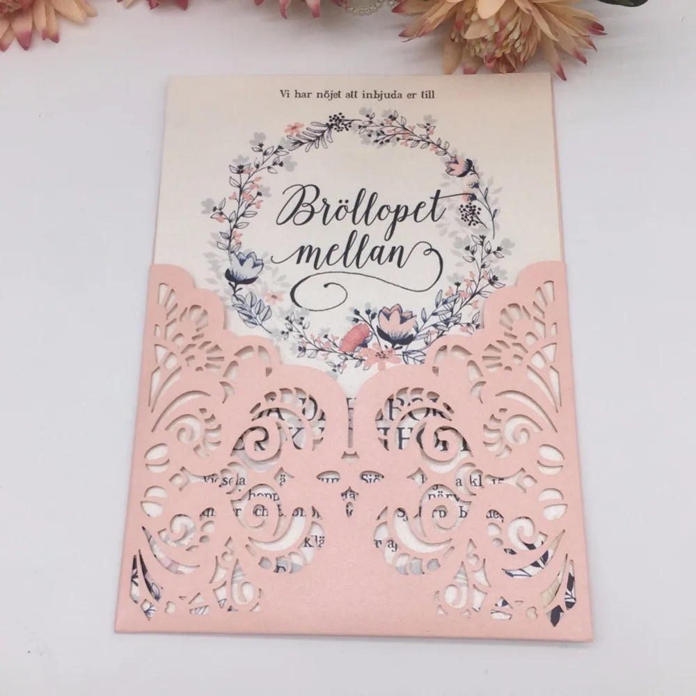 

20pcs/lot Hollow Laser Cut Wedding Invitations Cards Design for Traditional Fesival Gender Reveal House Moving Supplies