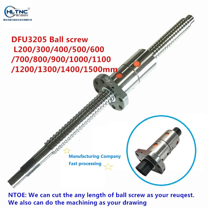 1 шт. DFU3205 шариковый винт L200/300/400/500/600/700/800/900/1000 мм endmached для BKBF/fkff/EKEF25+ двойной гайкой для CNC XZY
