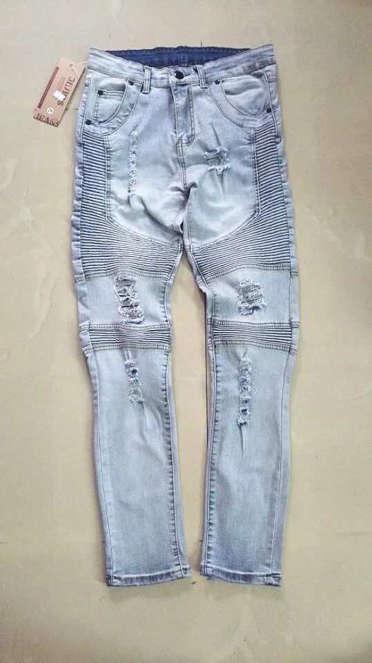 Джинсы мужские рваные прямые из денима дизайнерские брюки в стиле хип хоп