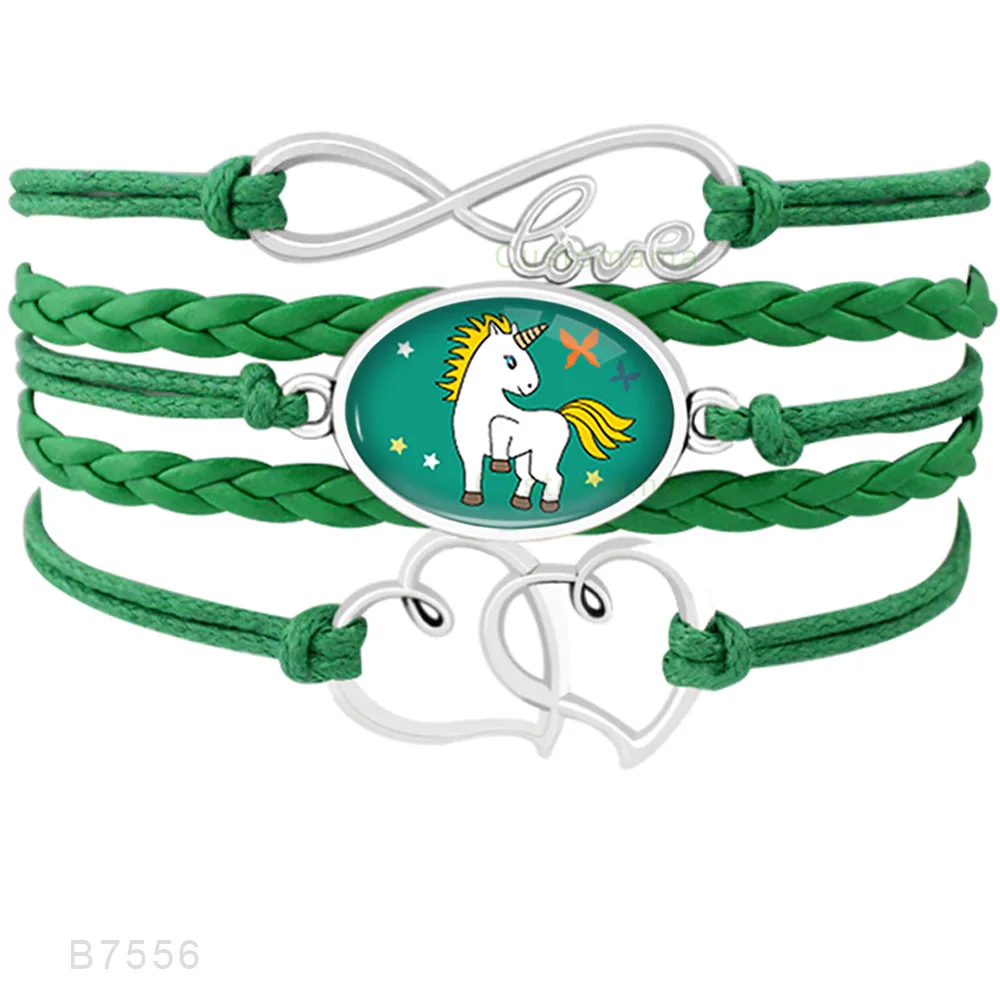 New Fashion Rainbow Infinity Love Birthday Gift for Girls Unicorn Mom Heart Charm Leather Men's Bracelets Women | Украшения и