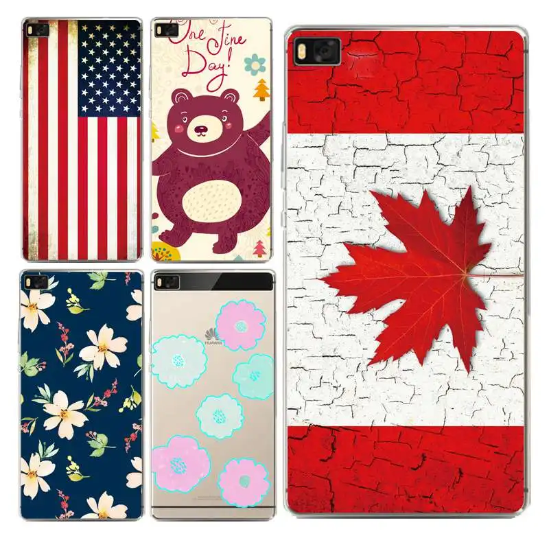 Flora Soft Clear TPU Phone Case For huawei P10plus P8 P9lite honor 3c 4c 6a 7 8 9 5c Coque Printed Bear Cute Cover Free Shipping | Мобильные