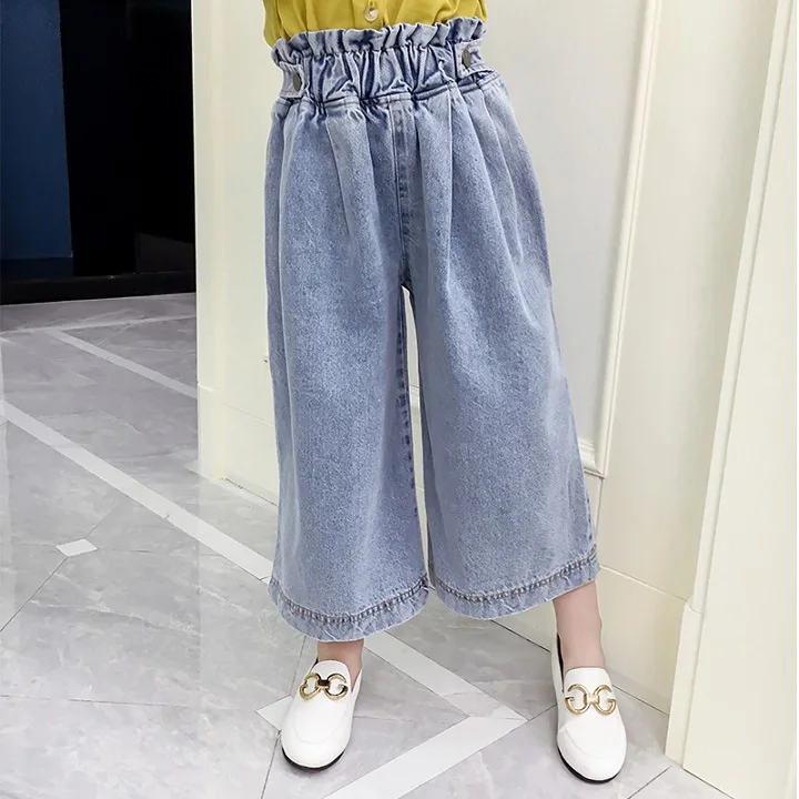 Casual Girls Loose Pants Baby Kids Clothes Fashion Elastic Waist Girls Jeans Wide Leg Pants for 6 8 10 12 Years Vestidos