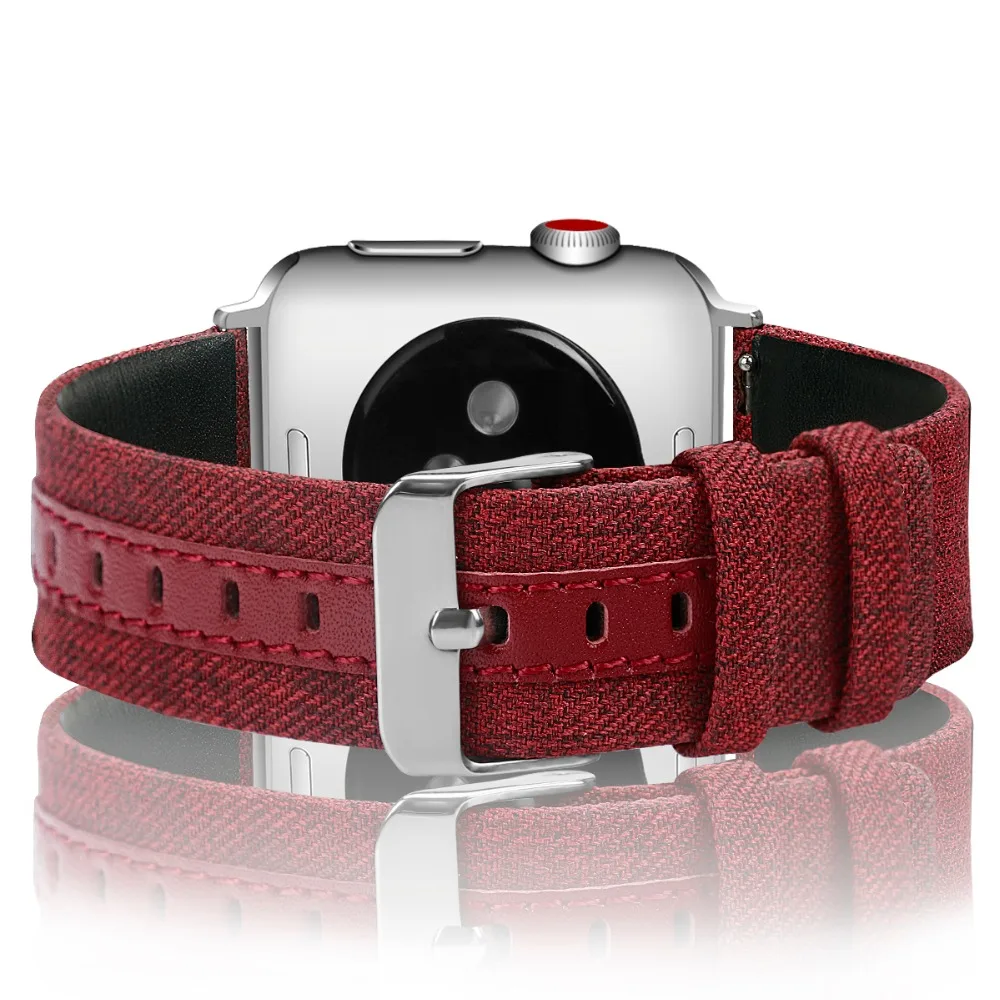 Холщовый кожаный ремешок для apple watch, ремешок для apple watch 5 4 3 44 мм 40 мм 42 мм 38 мм Iwatch series 5 4 3 correa, браслет для часов